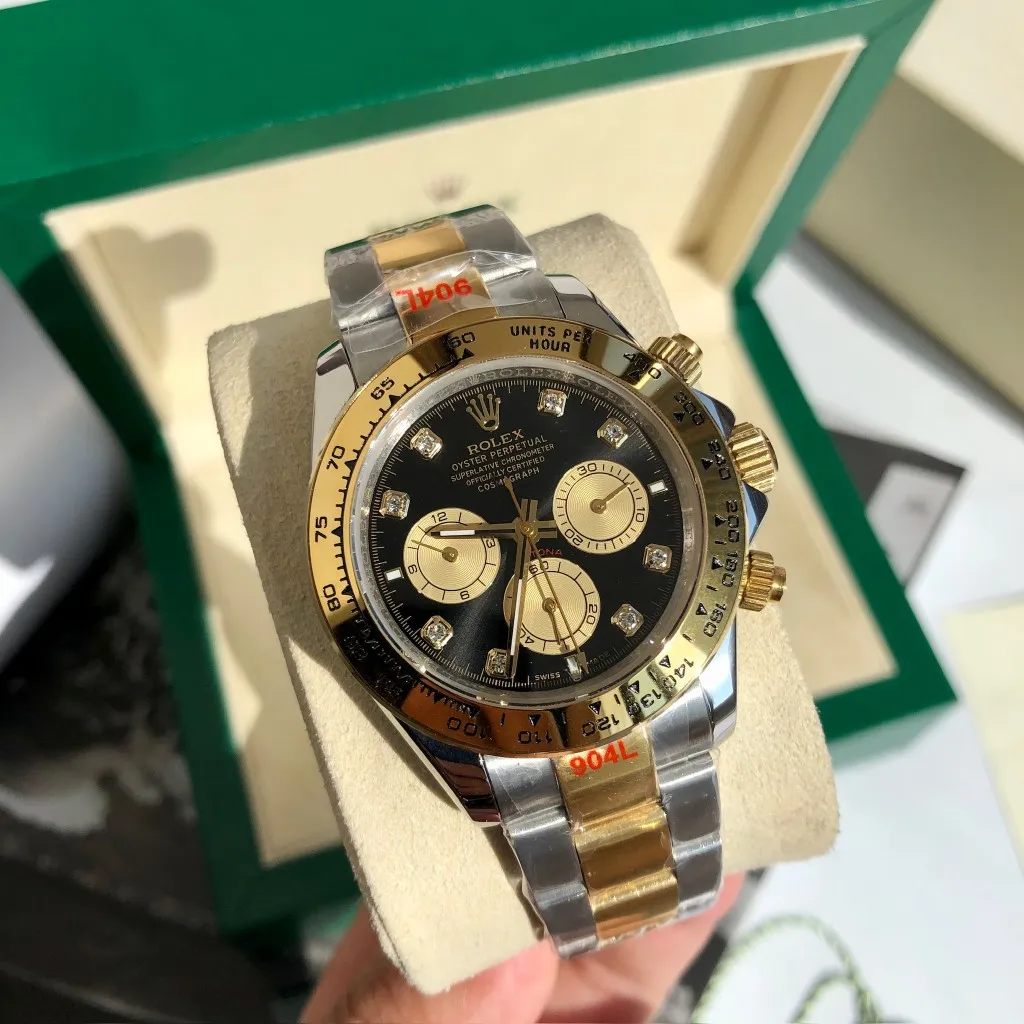 Rolex Cosmograph Daytona 40 Diamond Sort/Guld