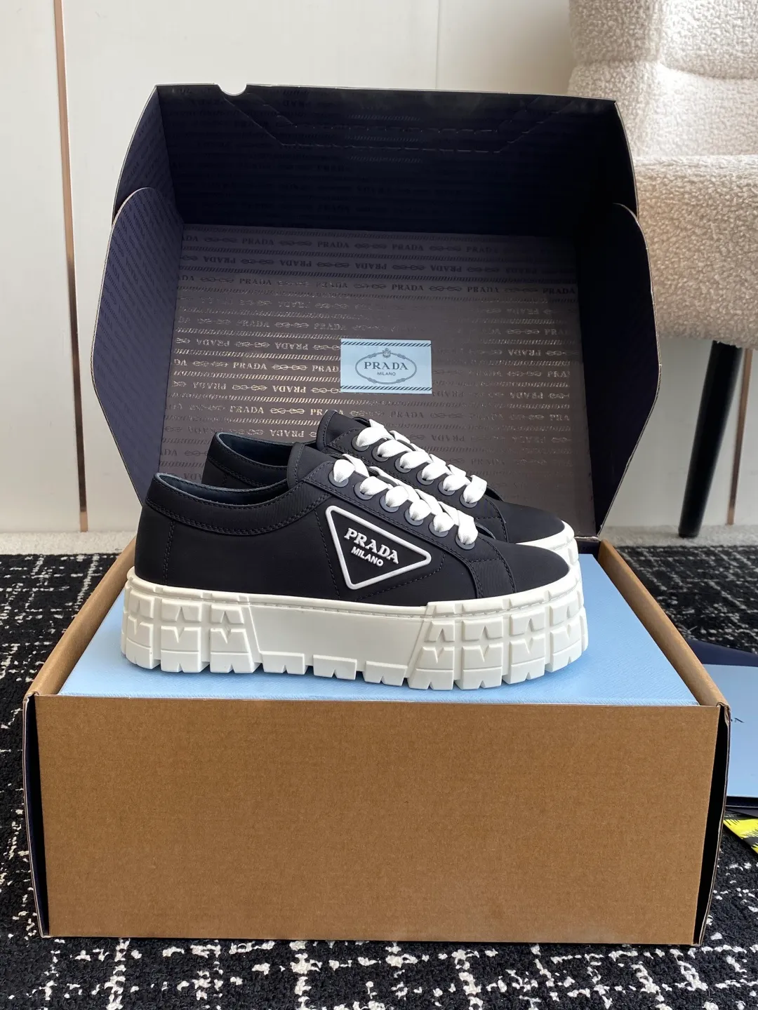 Prada Double Wheel Low-Top Sneakers