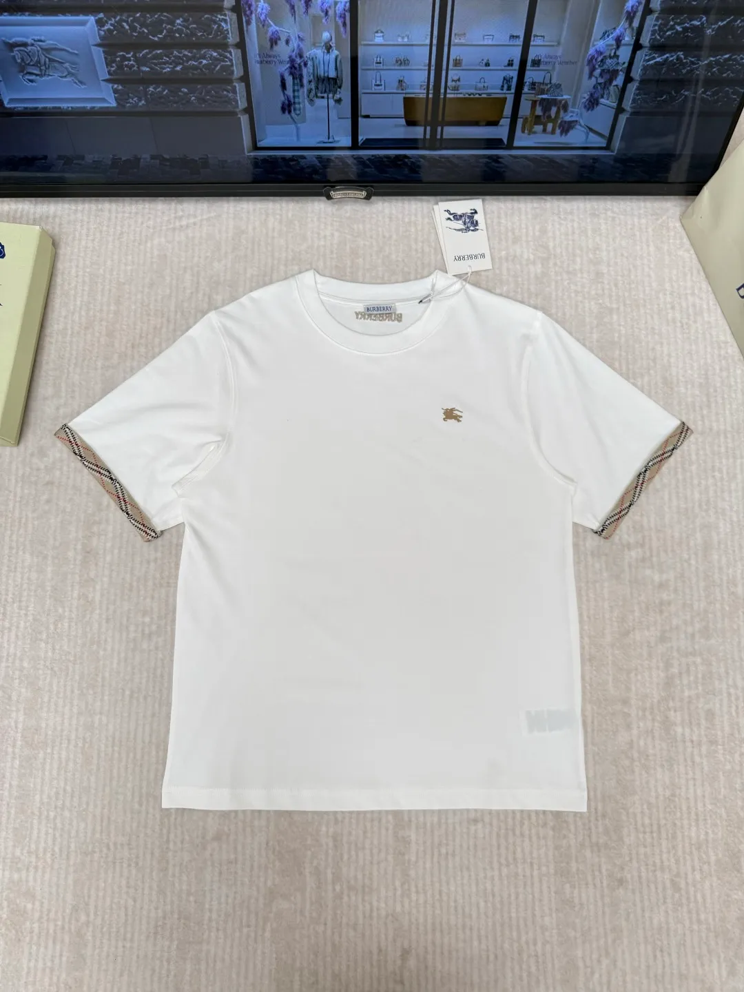 Burberry Check Trim Cotton T-Shirt