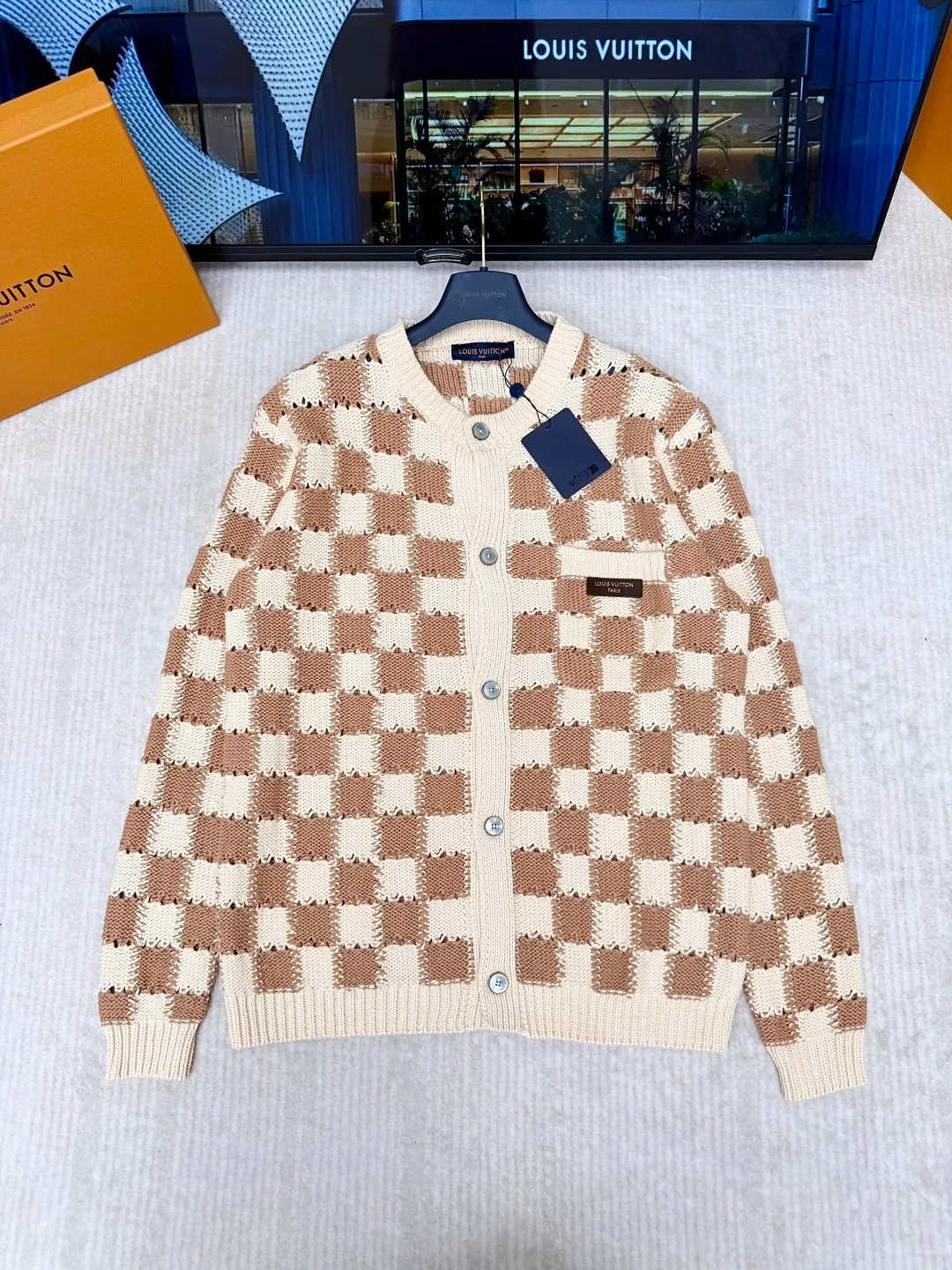 LV Summery Damier Long-Sleeved Cardigan