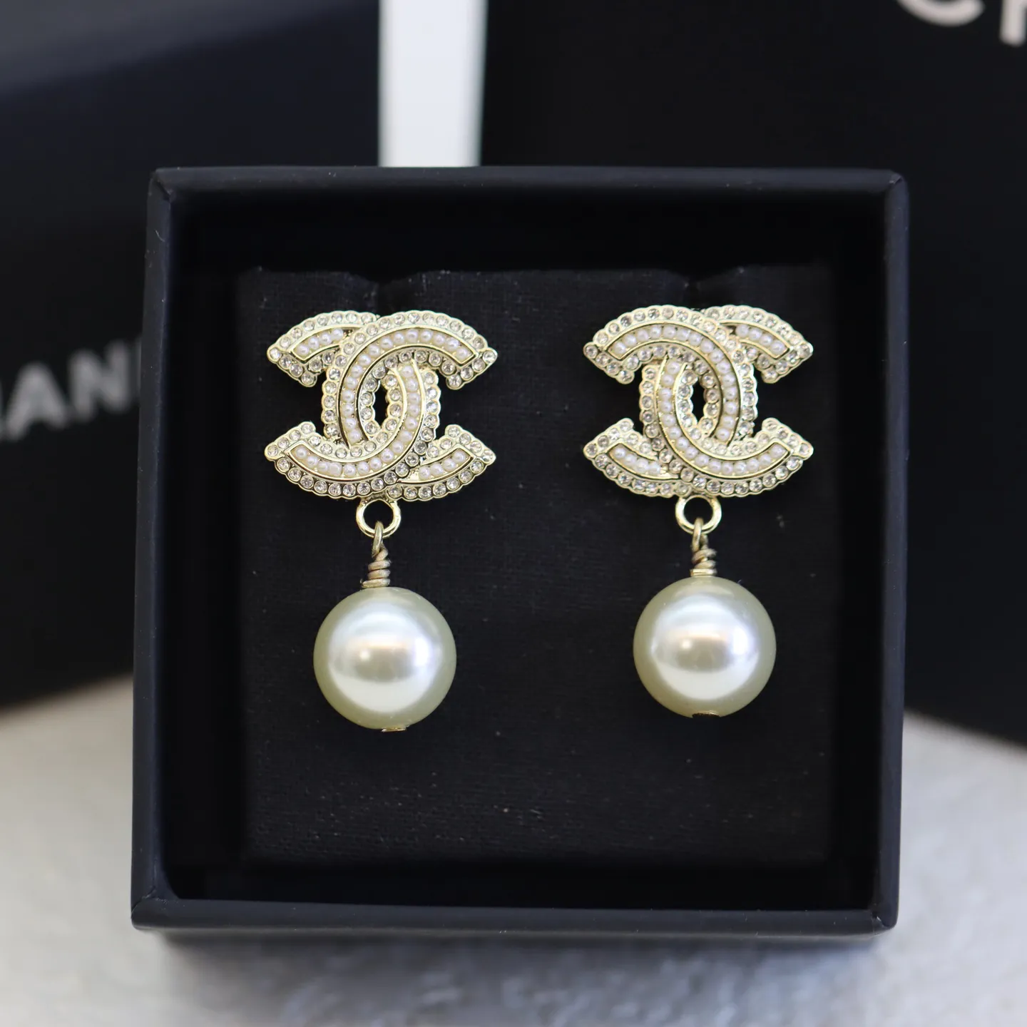 Chanel Full Crystal Drop Øreringe