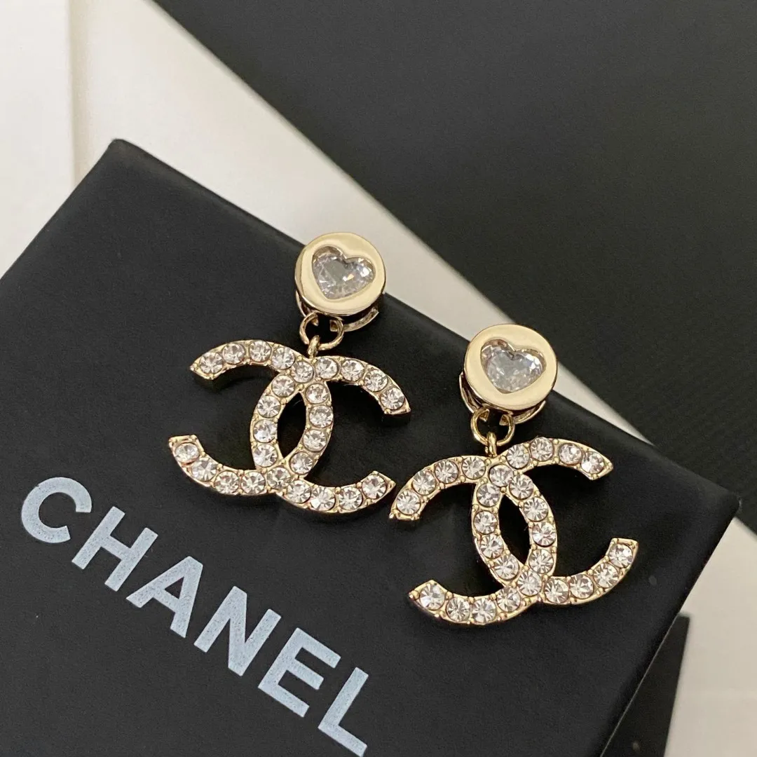 Chanel Crystal Heart CC Drop Øreringe