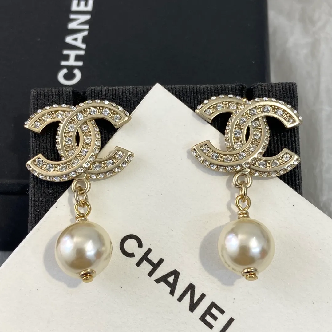 Chanel Crystal Pearl Drop Øreringe