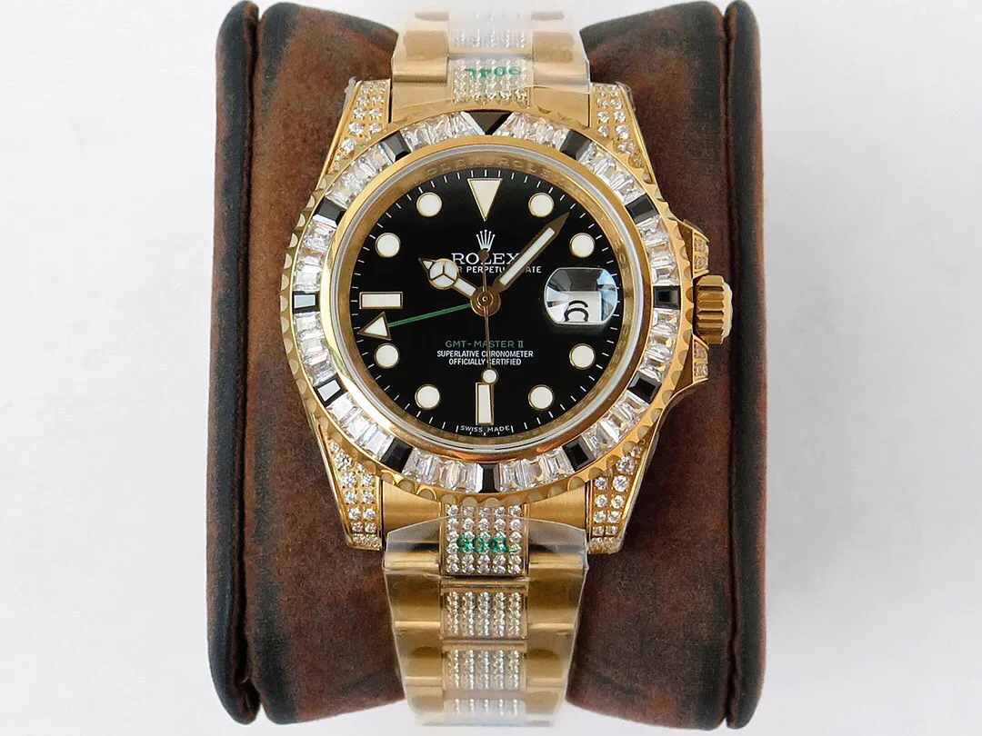 Rolex GMT-Master II 40 Diamond Black Sapphire Sort/Guld
