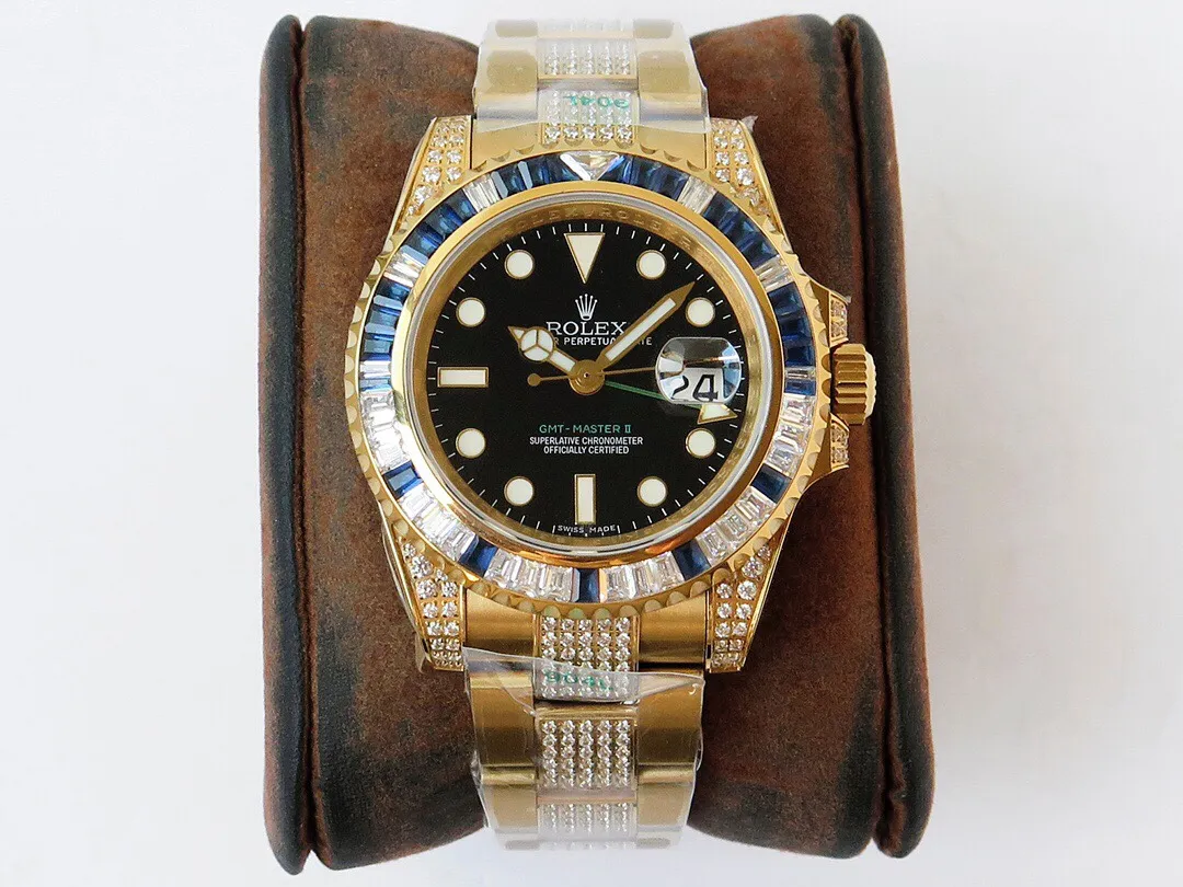 Rolex GMT-Master II 40 Diamond Sapphire Sort/Guld