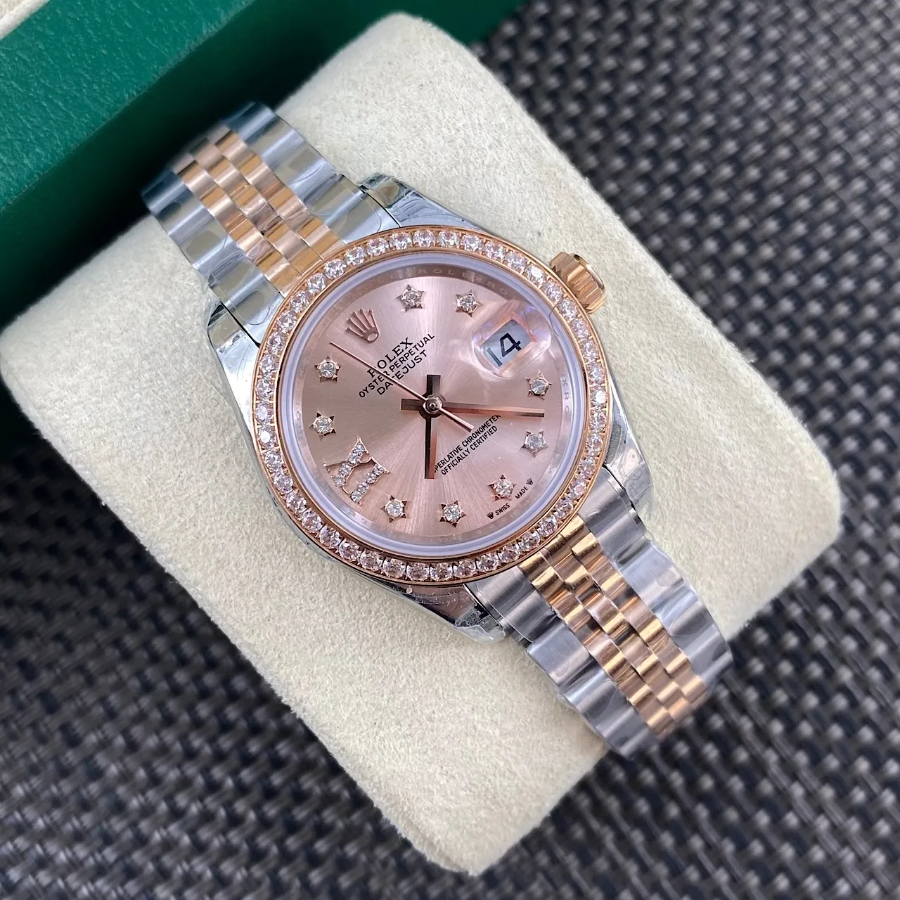 Rolex Datejust 28 Diamond Rosaguld/Stål