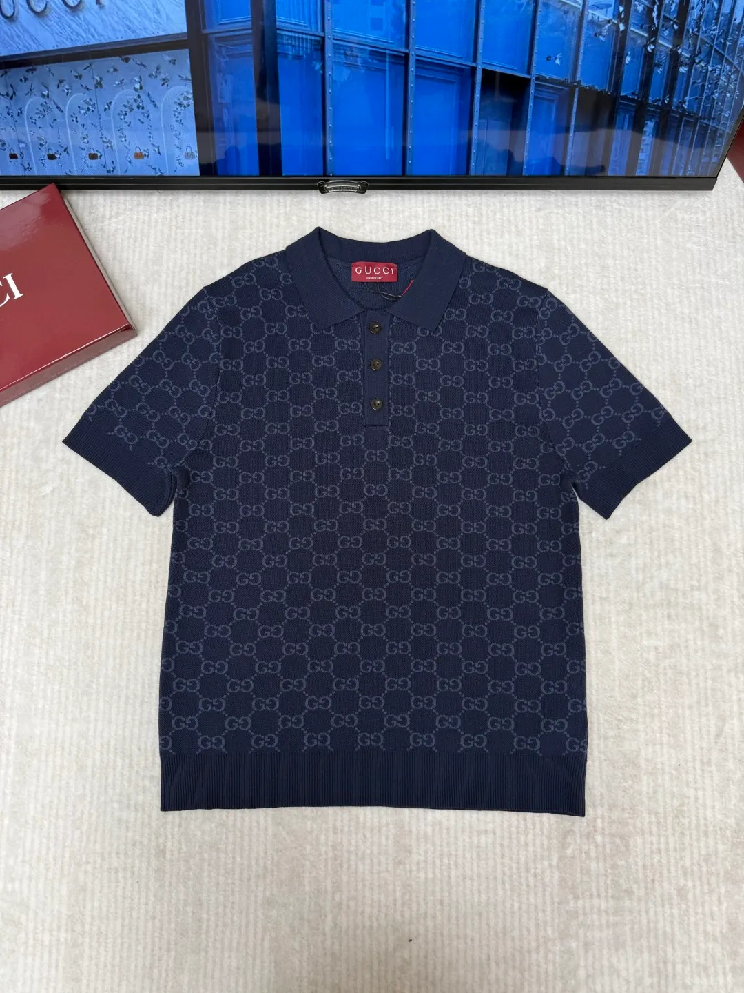 Gucci GG Cotton Silk Jacquard Polo Shirt