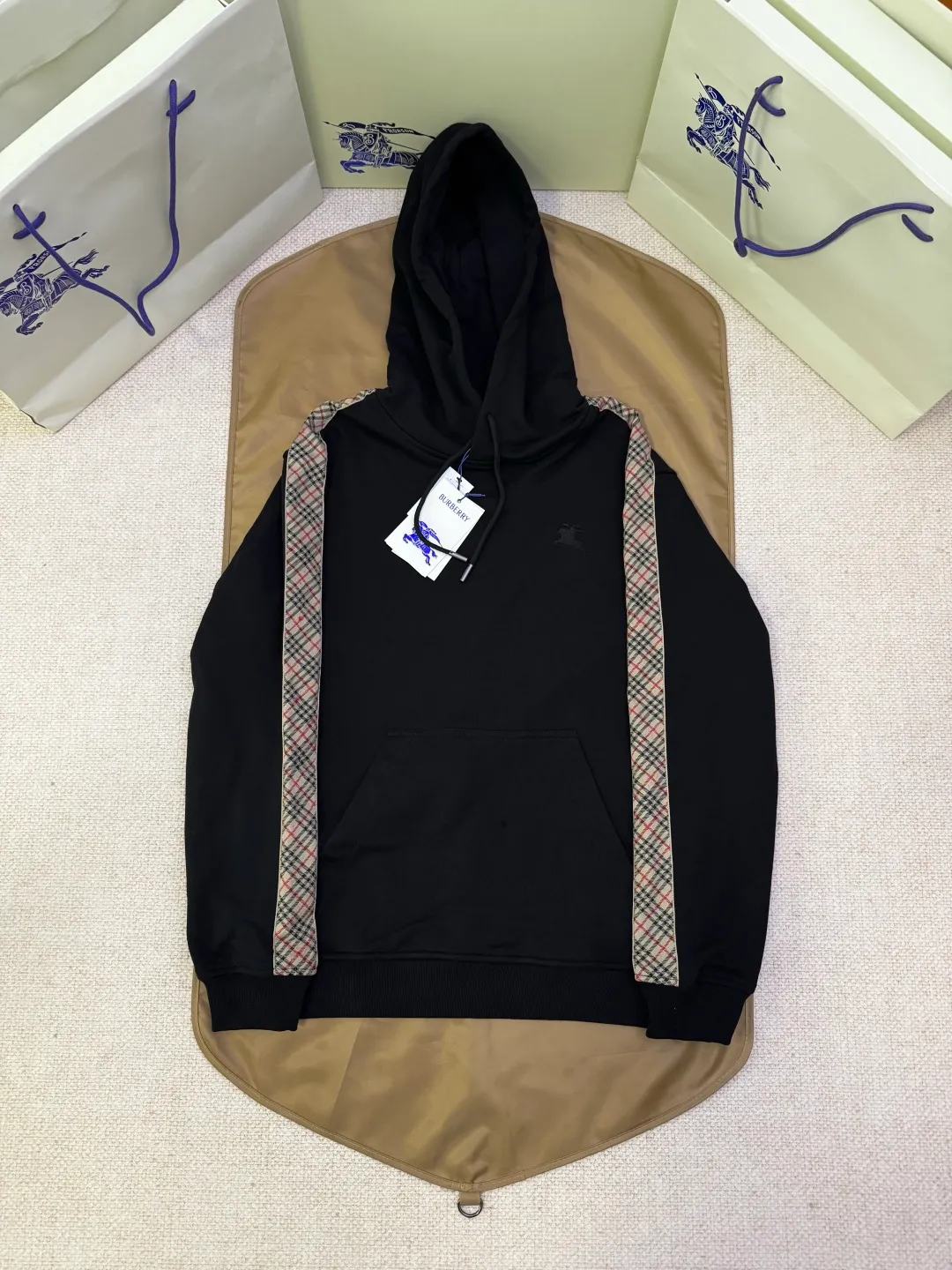 Burberry Check Trim Cotton Hoodie